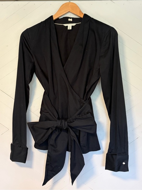 Banana Republic Tops - Black Wrap Satin-Look Tie-Waist Women's Top